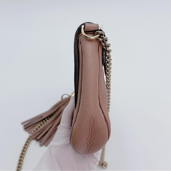 Gucci Soho Long Flap Shoulder Crossbody Dusty Rose Pink Bag Purse - Picture 3 of 16